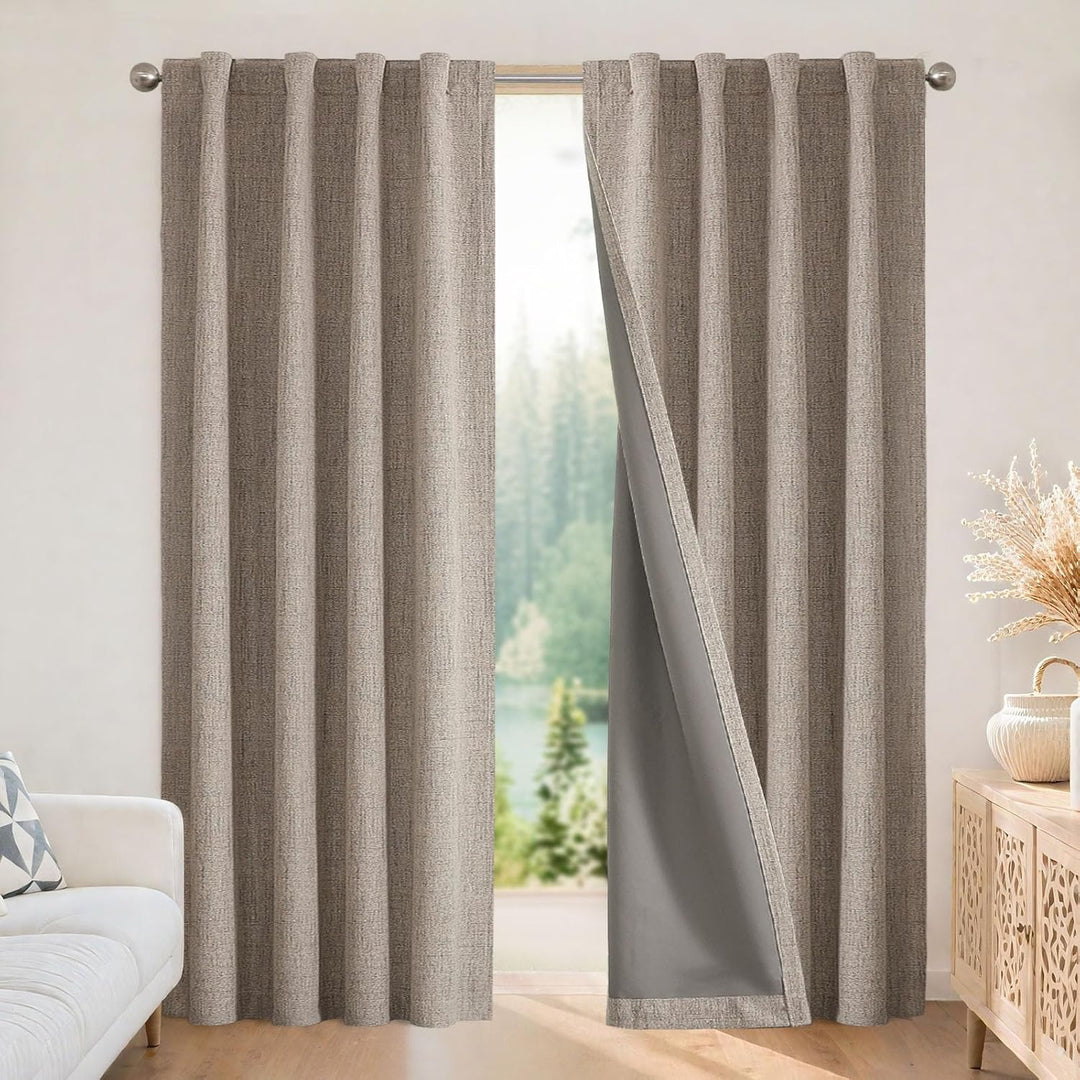Linen Blackout Rod Pocket & Back Tab Curtains, 2 Panels, 37 x 96 in - Just Closeouts Canada Inc.X003XIQAK1
