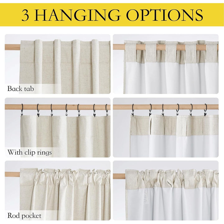Linen-Blend Blackout Curtains, Natural, 52 x 90 in, 2 Panels - Just Closeouts Canada Inc.