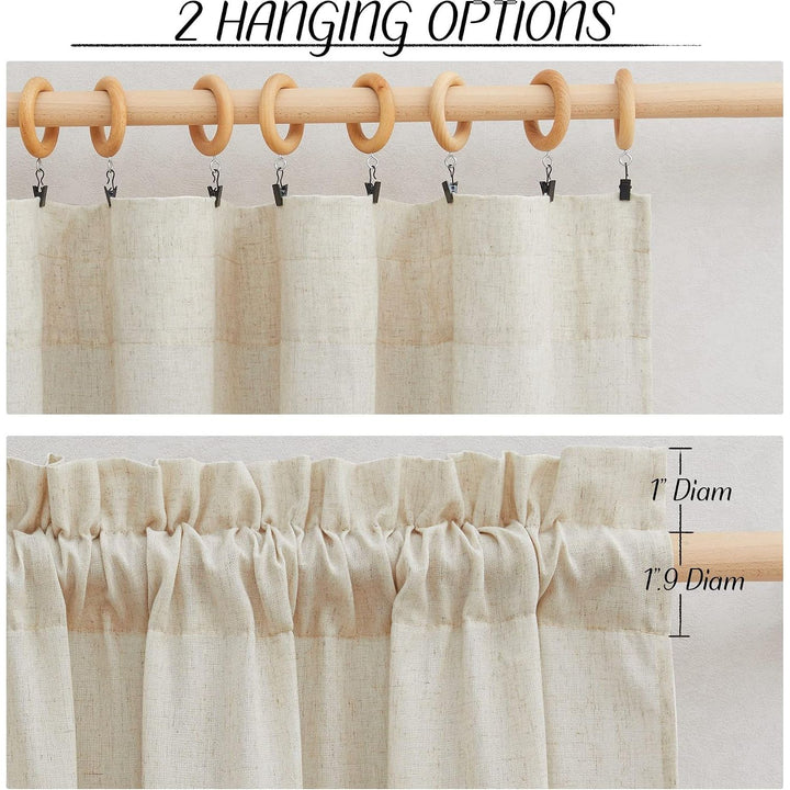 Linen-Blend Semi-Sheer Curtains, Natural, 55 x 90 in, 2 Panels - Just Closeouts Canada Inc.