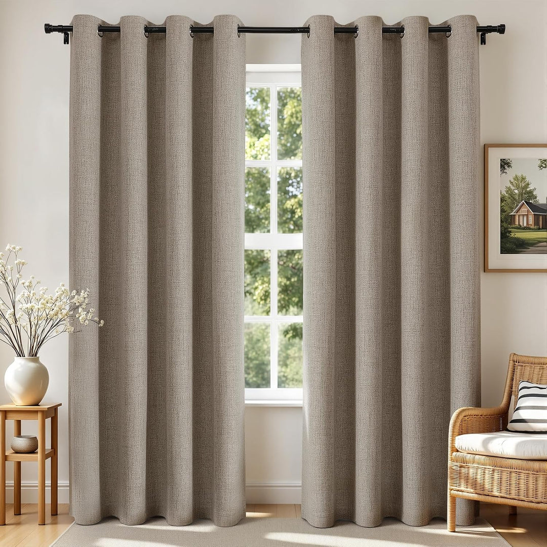 Linen-Colour Blackout Grommet Curtains, 2 Panels, 52 x 72 in - Just Closeouts Canada Inc.X002V2Z5CJ
