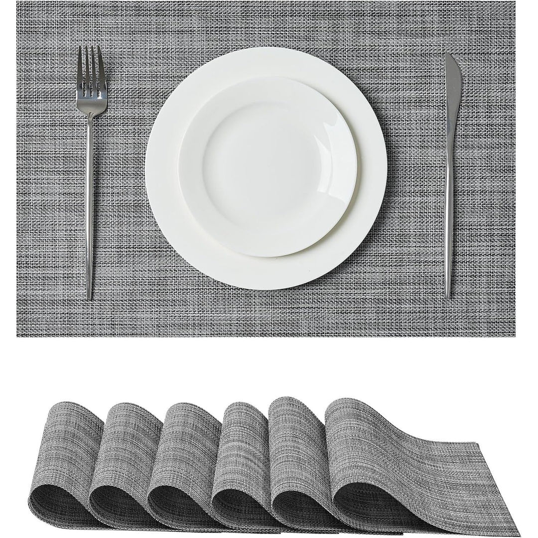 Linen grey woven placemats set of six