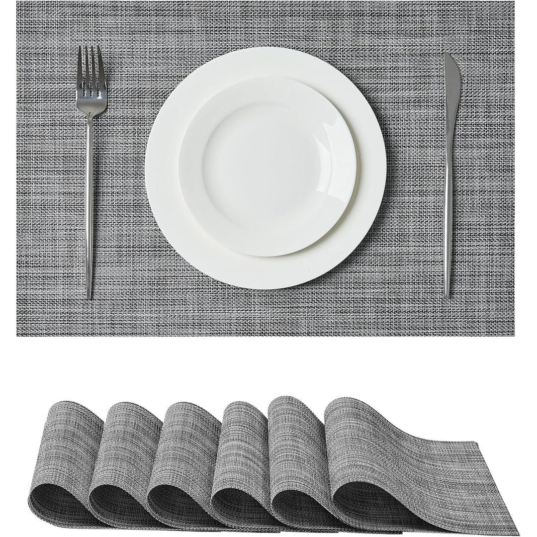 Linen Grey Woven Placemats – Set of 6 - Just Closeouts Canada Inc.