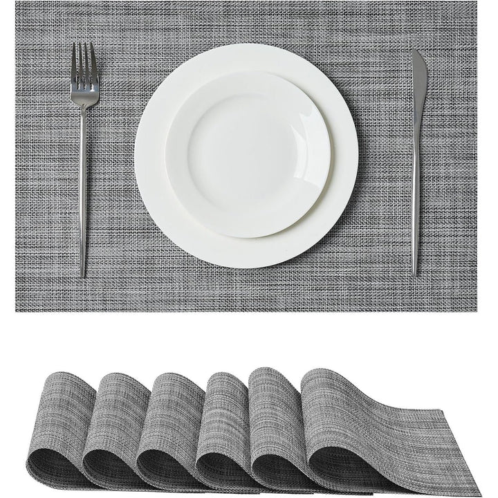 Linen Grey Woven Placemats – Set of 6 - Just Closeouts Canada Inc.