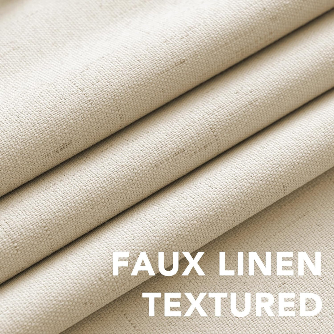 Linen-Look Blackout Curtains, Bleached Sand, 52 x 84 in, 2 Panels - Just Closeouts Canada Inc.