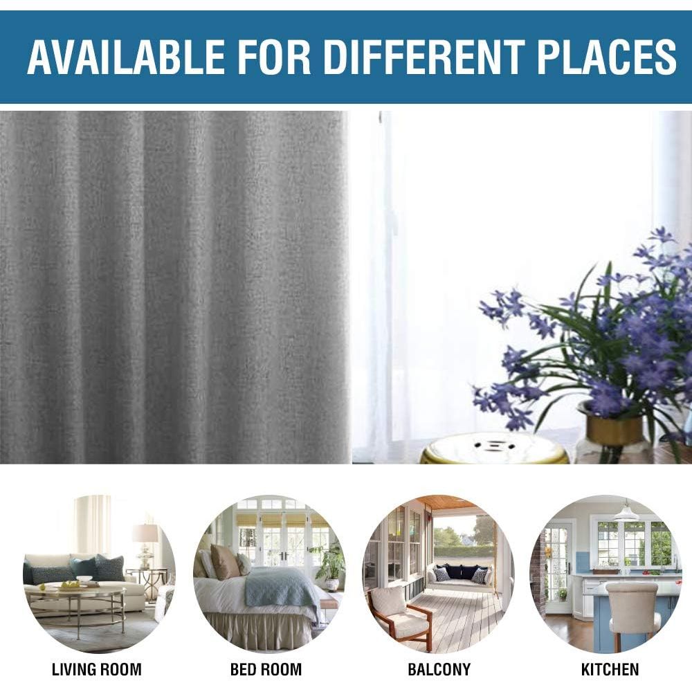 Linen-Look Blackout Curtains, Dove Grey, 52 x 84 in, 2 Panels - Just Closeouts Canada Inc.