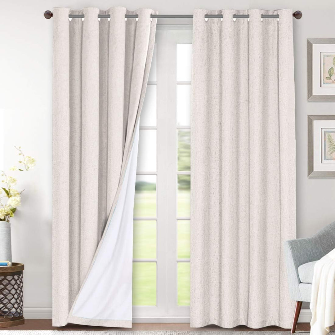 Linen-Look Blackout Curtains, Ivory, 52 x 108 in, 2 Panels - Just Closeouts Canada Inc.
