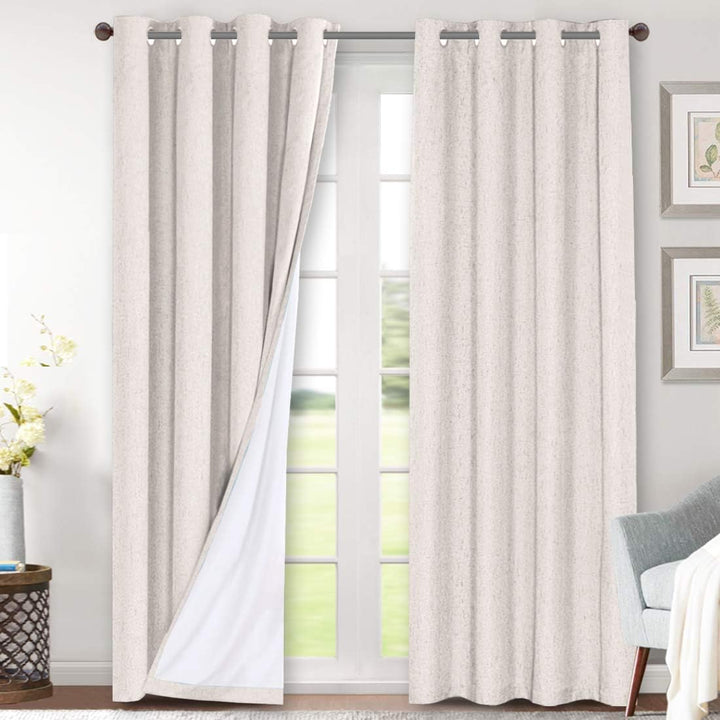 Linen-Look Blackout Curtains, Ivory, 52 x 108 in, 2 Panels - Just Closeouts Canada Inc.