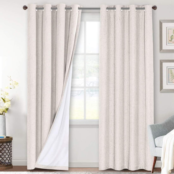 Linen-Look Blackout Curtains, Ivory, 52 x 84 in, 2 Panels - Just Closeouts Canada Inc.