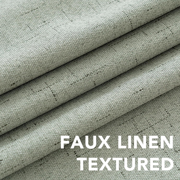 Linen-Look Blackout Curtains, Sage, 52 x 63 in, 2 Panels - Just Closeouts Canada Inc.