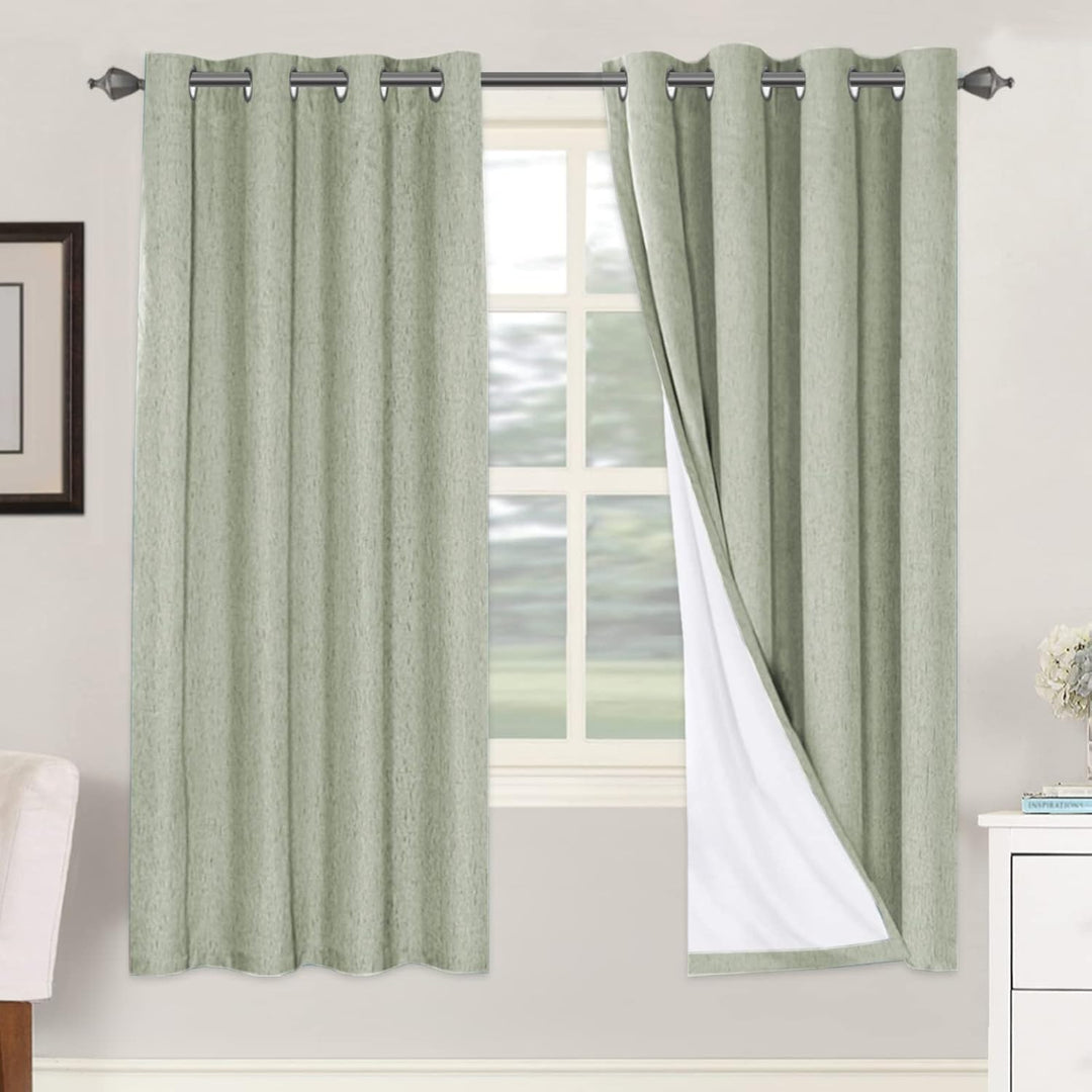 Linen-Look Blackout Curtains, Sage, 52 x 72 in, 2 Panels - Just Closeouts Canada Inc.