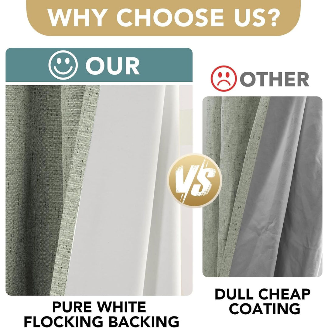 Linen-Look Blackout Curtains, Sage, 52 x 72 in, 2 Panels - Just Closeouts Canada Inc.