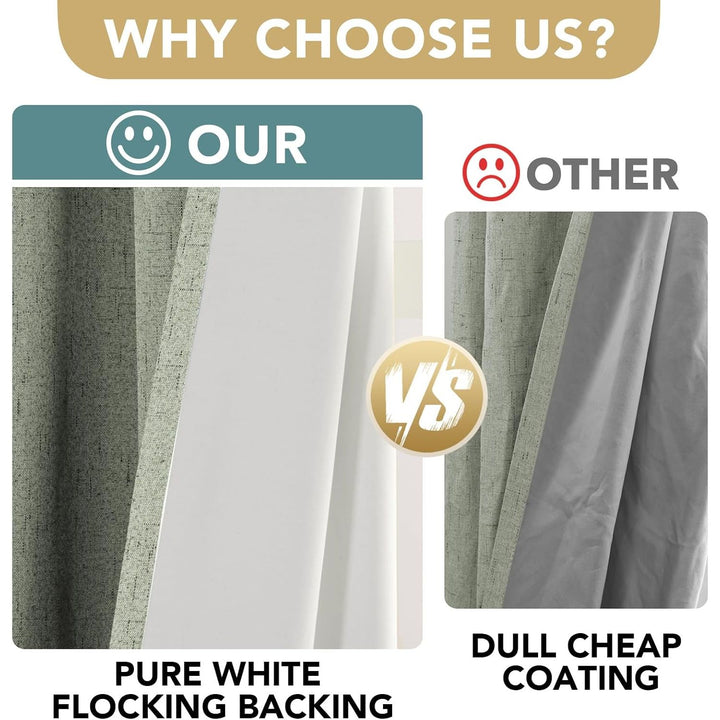 Linen-Look Blackout Curtains, Sage, 52 x 72 in, 2 Panels - Just Closeouts Canada Inc.
