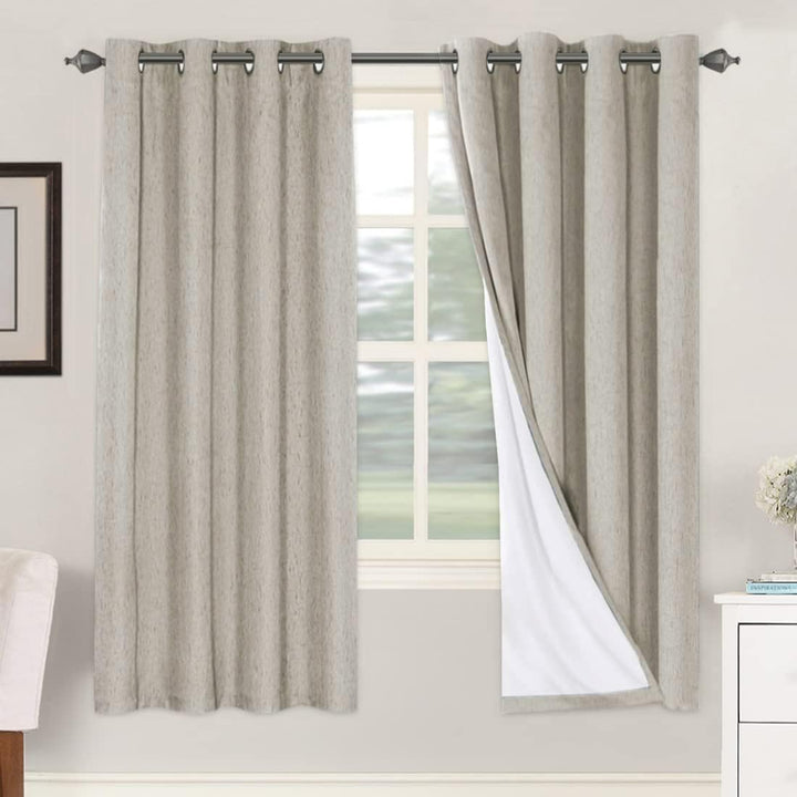 Linen-Look Blackout Curtains, Stone, 52 x 72 in, 2 Panels - Just Closeouts Canada Inc.