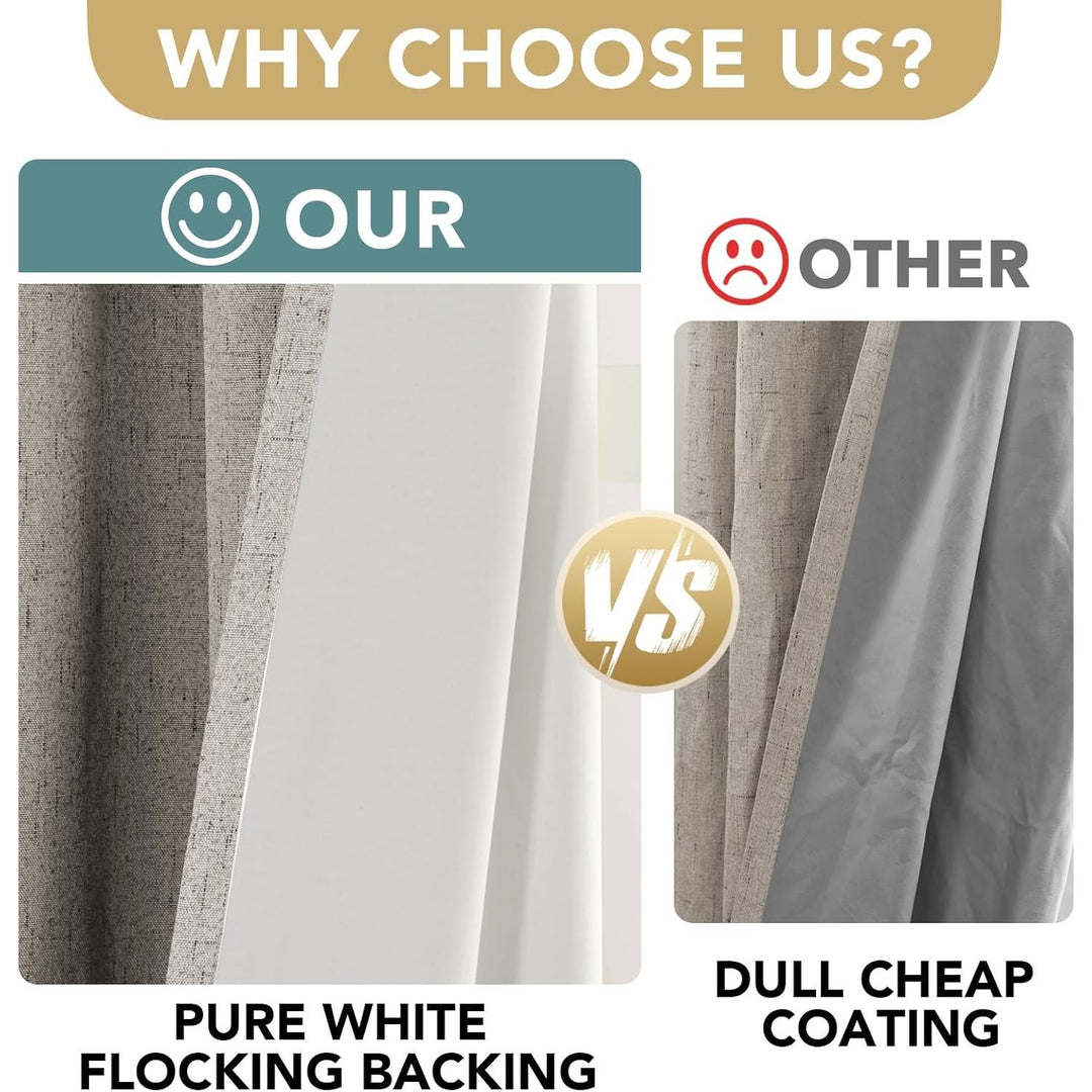Linen-Look Blackout Curtains, Stone, 52 x 72 in, 2 Panels - Just Closeouts Canada Inc.
