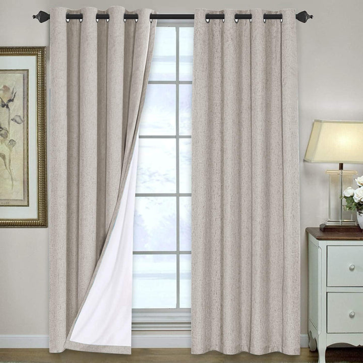 Linen-Look Blackout Curtains, Stone, 52 x 84 in, 2 Panels - Just Closeouts Canada Inc.