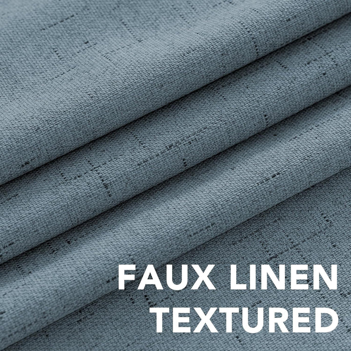 Linen-Look Blackout Curtains, Stone Blue, 52 x 54 in, 2 Panels - Just Closeouts Canada Inc.