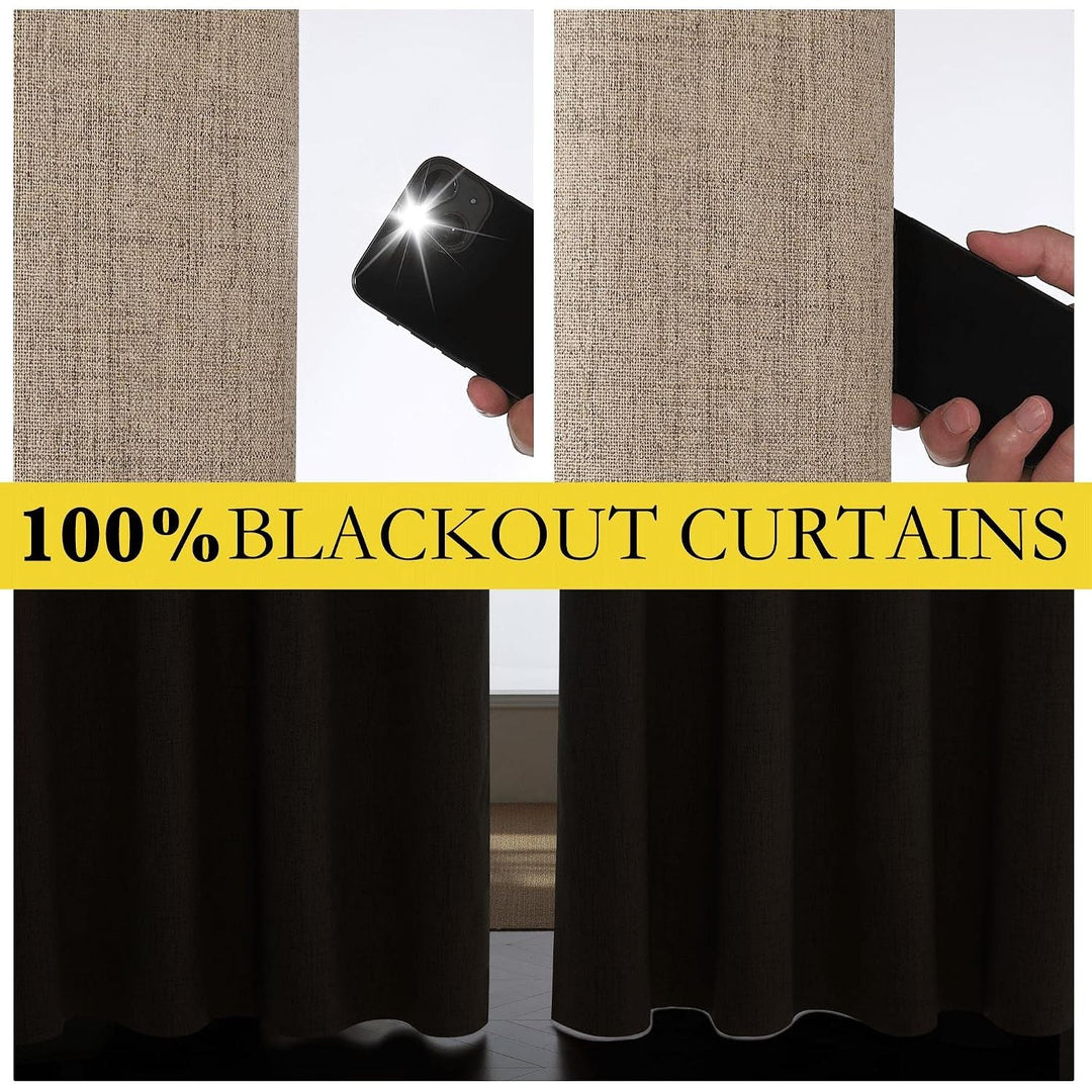 Linen-Texture Blackout Curtains, Burlap, 52 x 84 in, 2 Panels - Just Closeouts Canada Inc.
