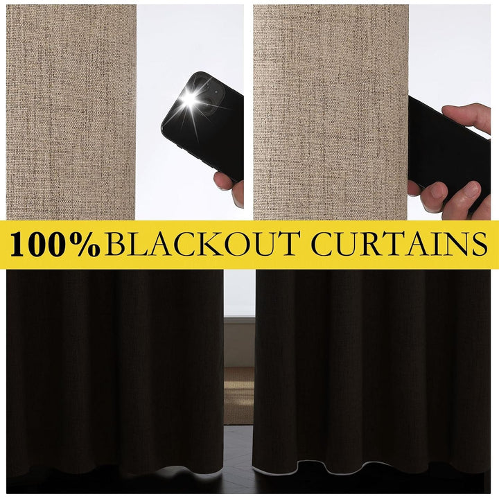 Linen-Texture Blackout Curtains, Burlap, 52 x 84 in, 2 Panels - Just Closeouts Canada Inc.