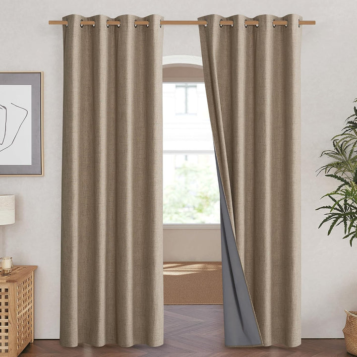 Linen-Texture Blackout Curtains, Burlap, 52 x 84 in, 2 Panels - Just Closeouts Canada Inc.