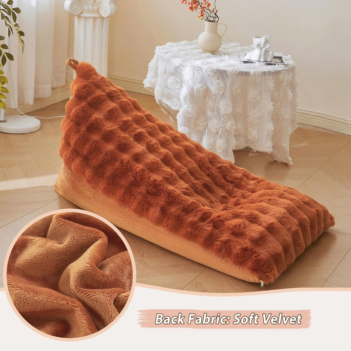 Burnt orange 250L faux rabbit fur bean bag cover, no filler