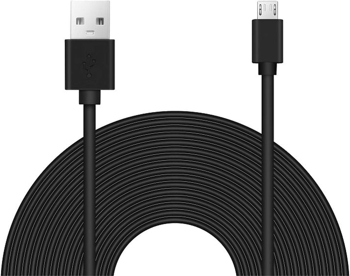 Black 43-foot USB-A to Micro-USB security camera power cable