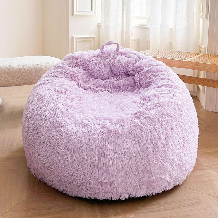Lavender small faux fur bean bag cover, no filler