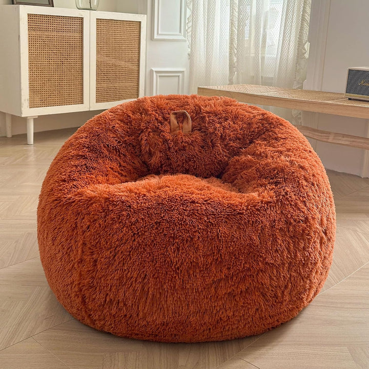 Burnt Orange small faux fur bean bag cover, no filler