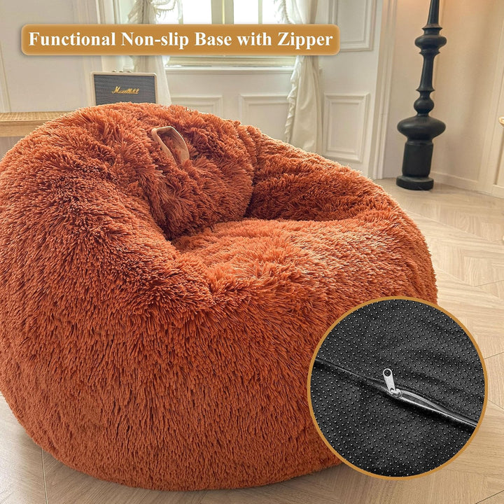 Burnt Orange small faux fur bean bag cover, no filler