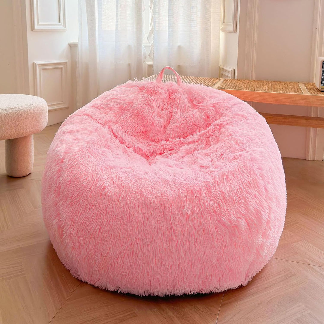 Pink small faux fur bean bag cover, no filler