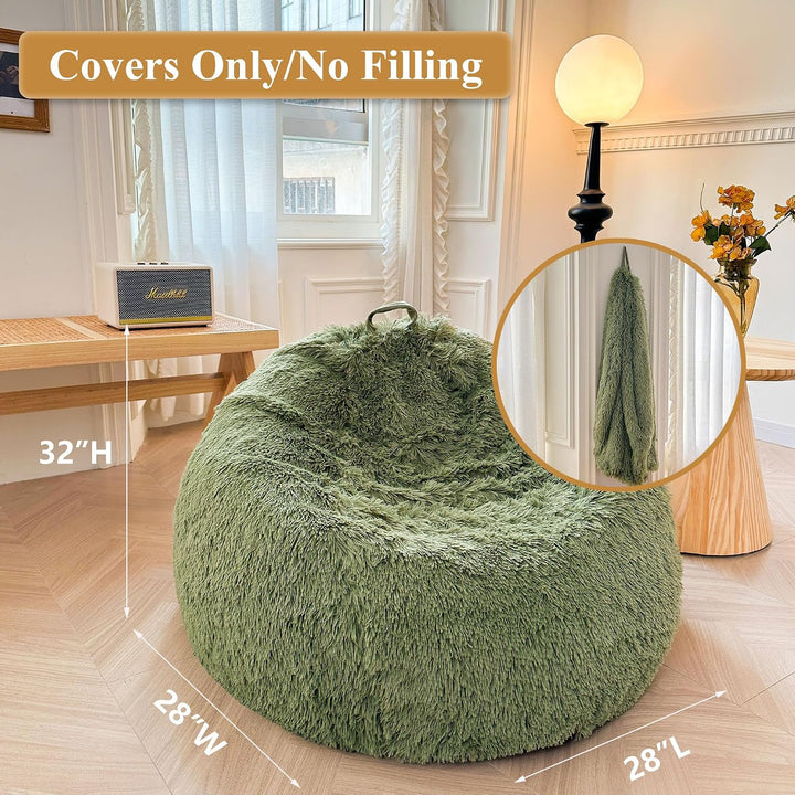 Sage Green small faux fur bean bag cover, no filler