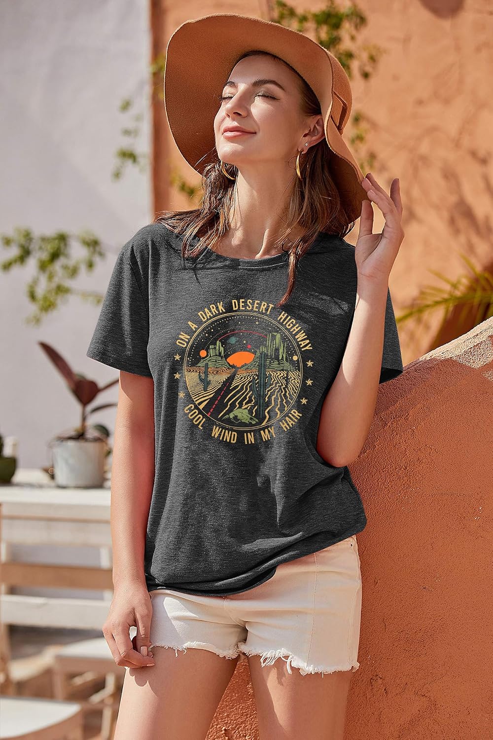 grey desert highway graphic T-shirt, view 3