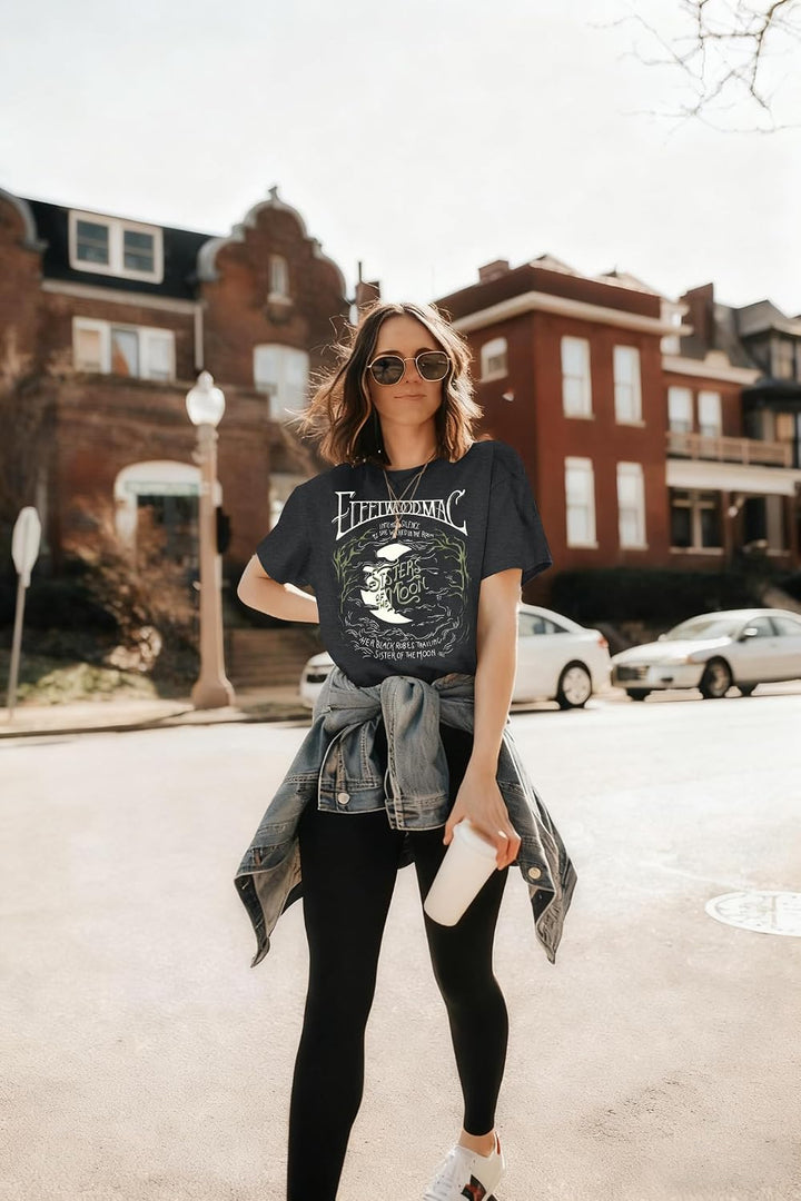 grey vintage rock music graphic T-shirt, view 4