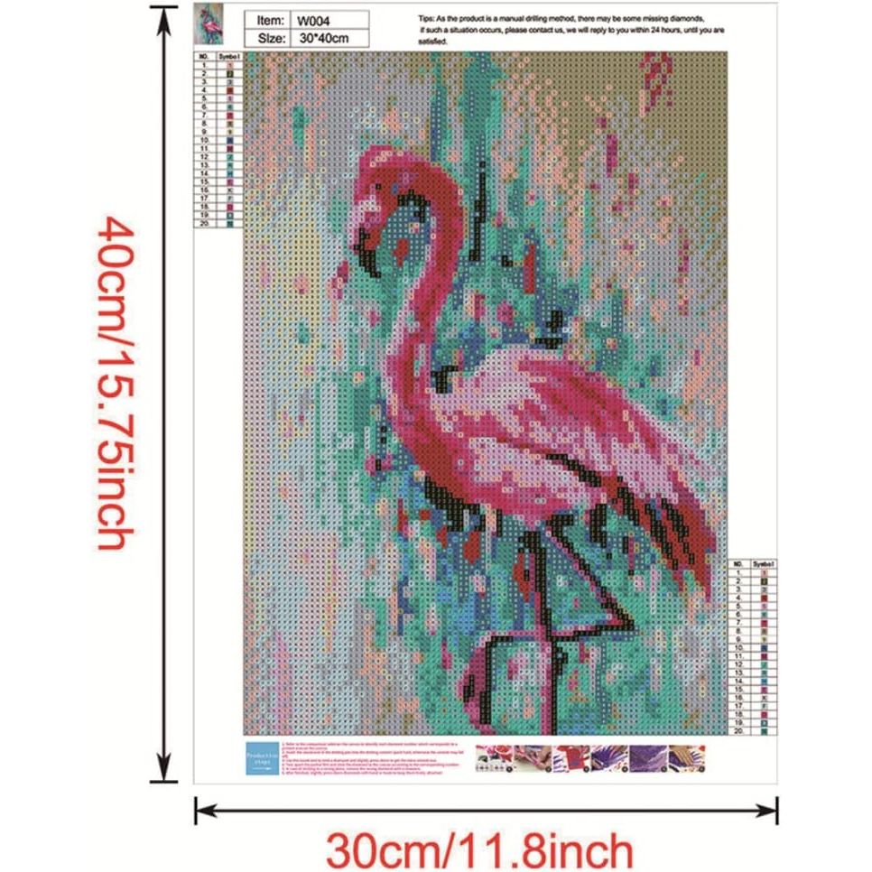 Colourful flamingo diamond painting displayed
