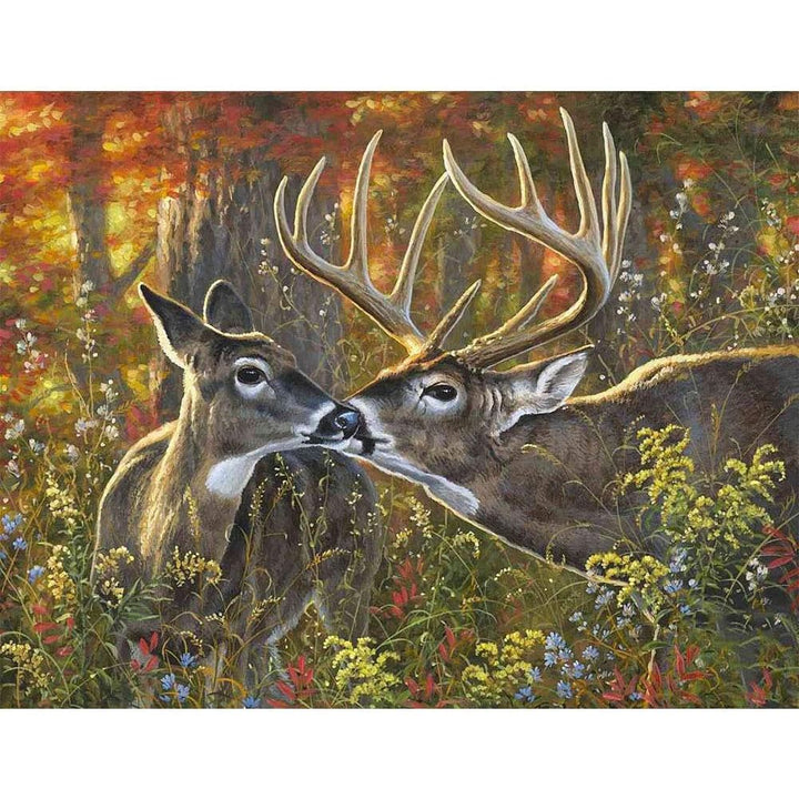 Two deer in autumn forest diamond painting artwork