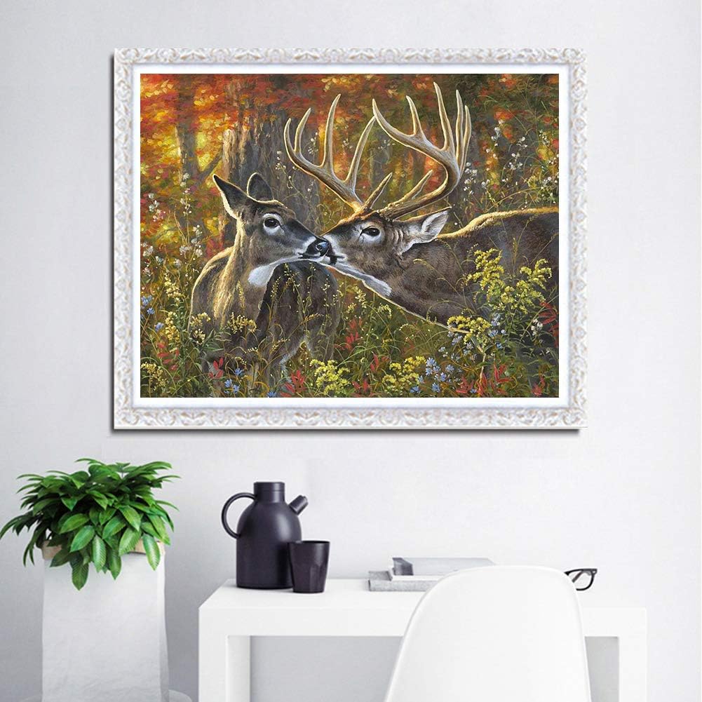 Autumn deer diamond painting displayed