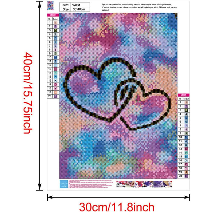 Two hearts 30 by 40 cm diamond painting canvas chart