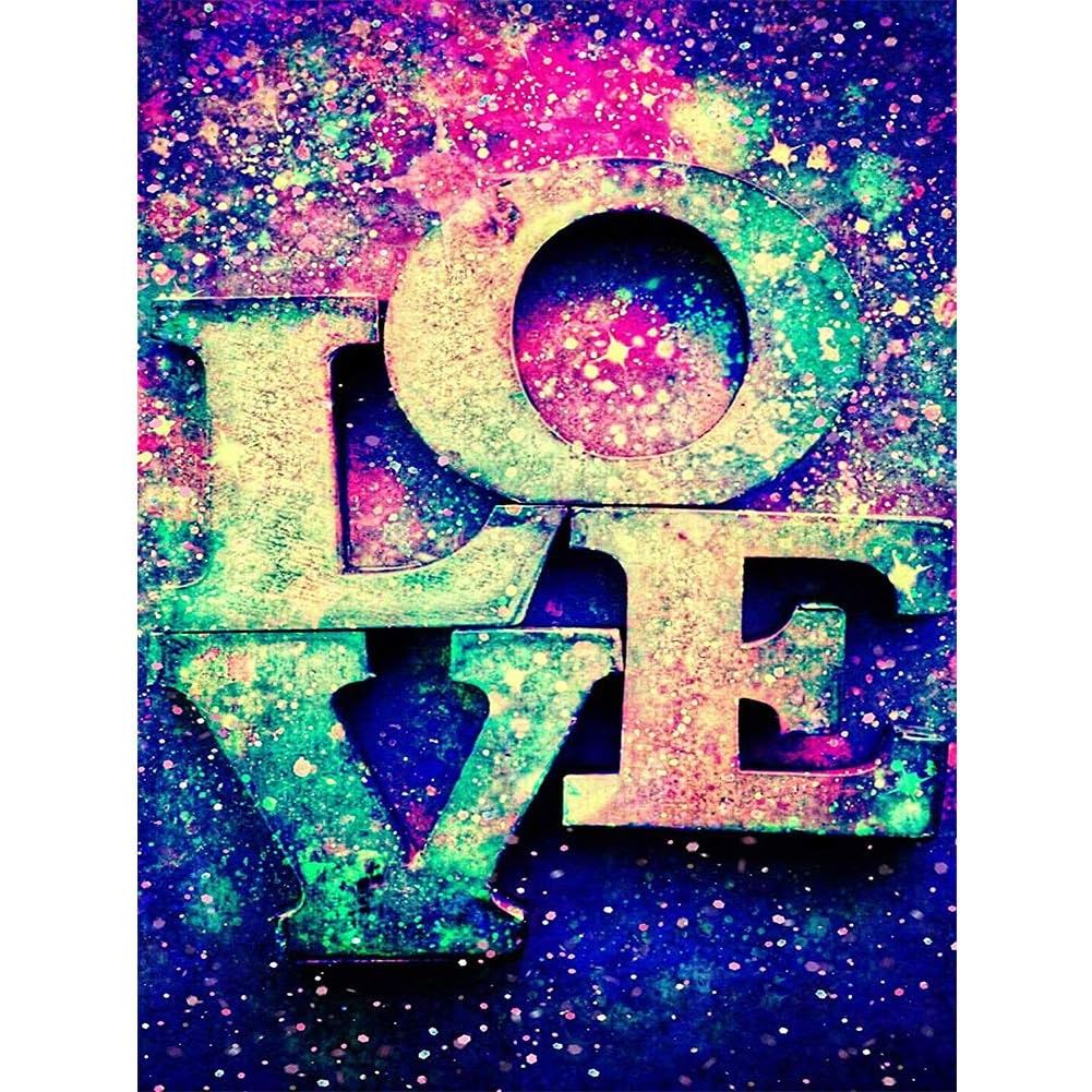 Colourful LOVE letters diamond painting artwork