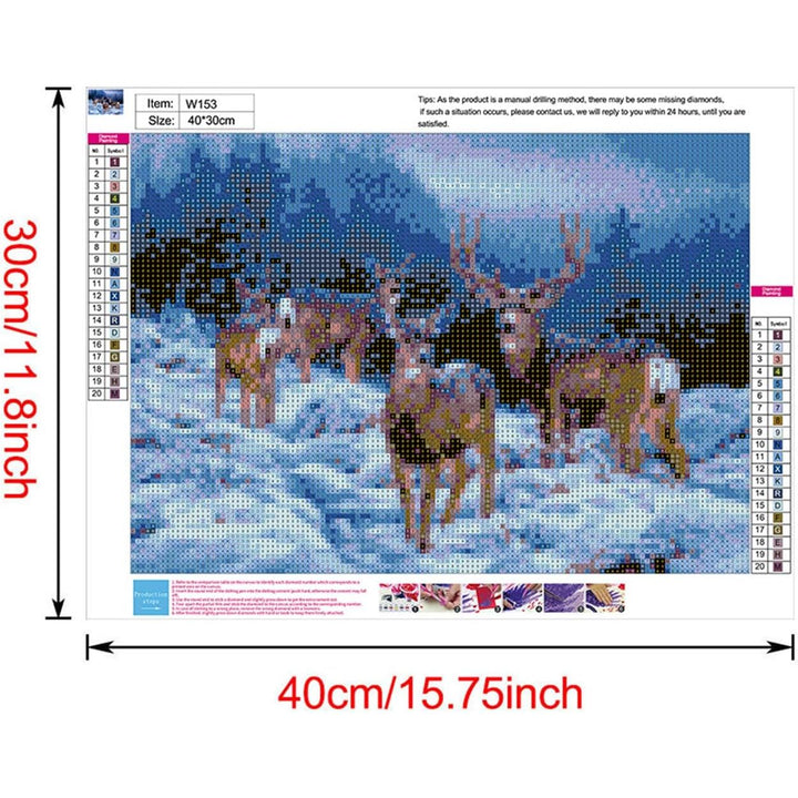Snowy deer diamond painting printed canvas chart