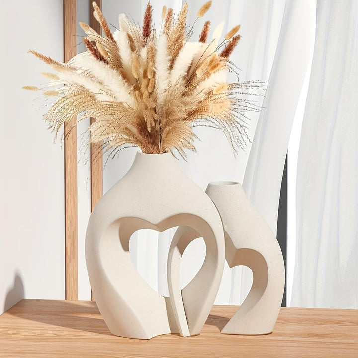 white resin heart vase set, view 3