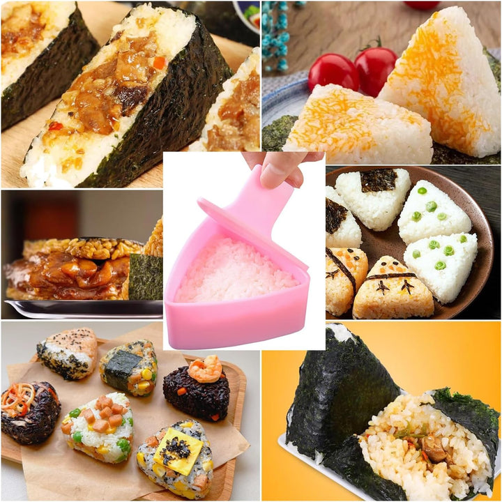 pink and beige triangle onigiri mold set, view 4