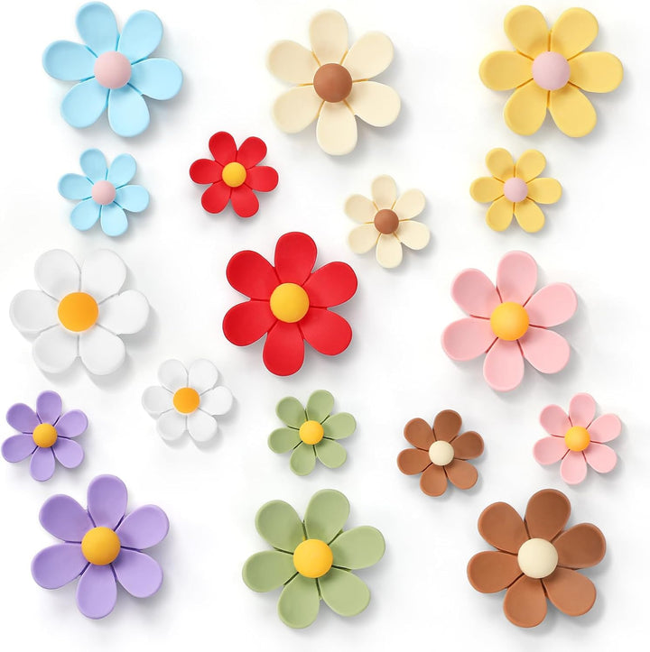 18 flower fridge magnets in two sizes, view 1