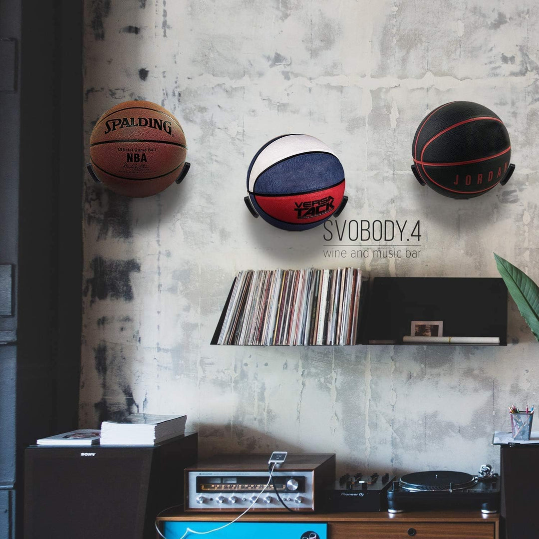 Black wall-mounted sports ball claw holder, view 5
