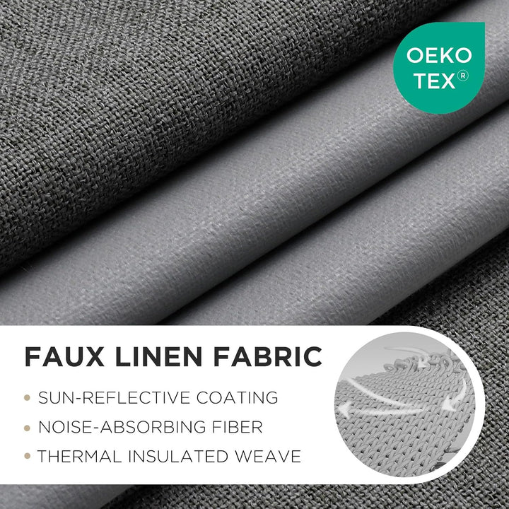 Grey 52 x 108 blackout curtain panels, view 2