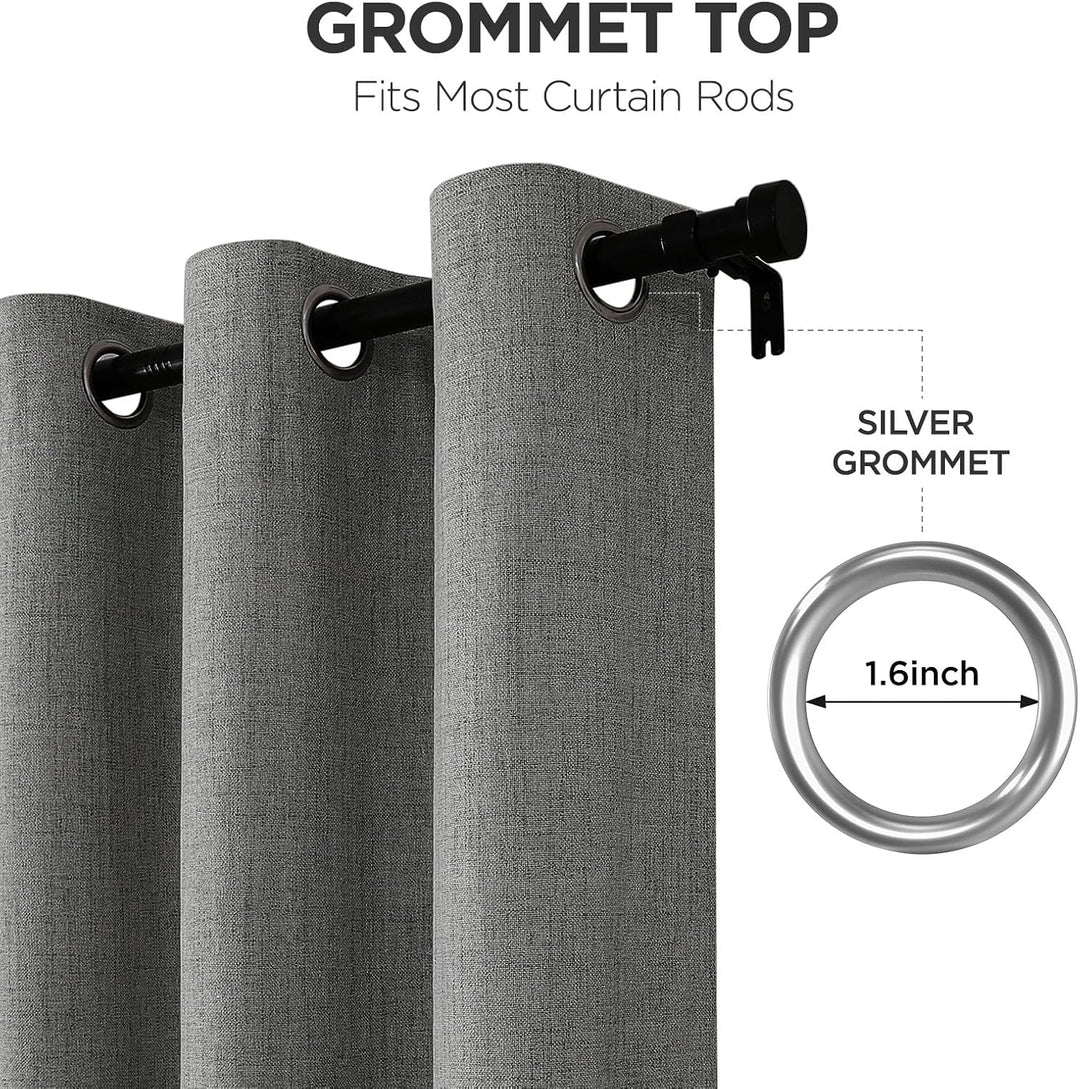 Grey 52 x 108 blackout curtain panels, view 4