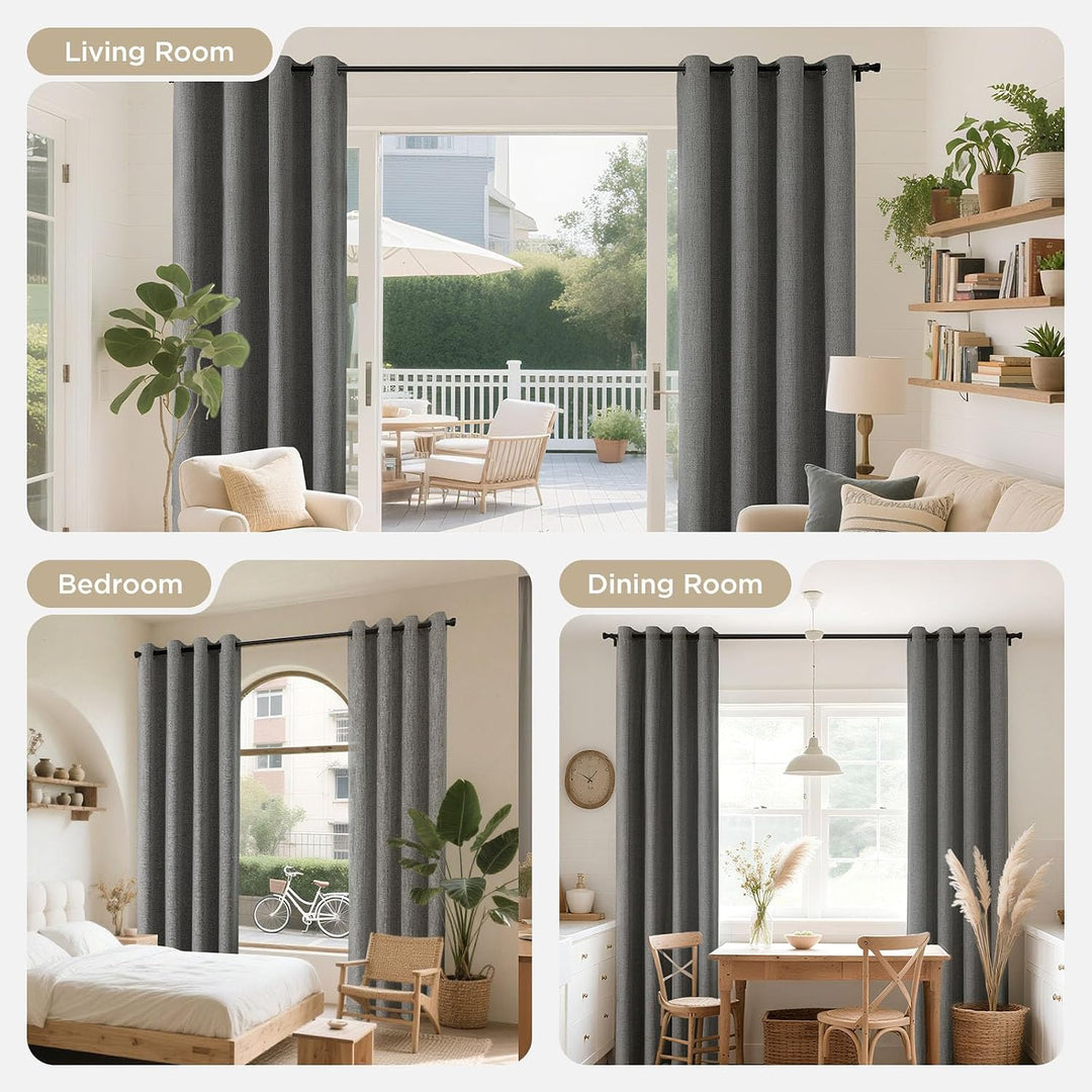 Grey 52 x 108 blackout curtain panels, view 5