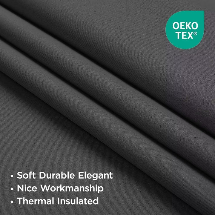 dark grey 52 by 95 inch blackout curtain panels, view 2