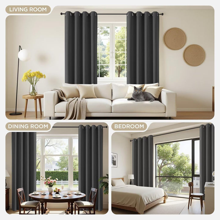 dark grey 52 by 95 inch blackout curtain panels, view 4