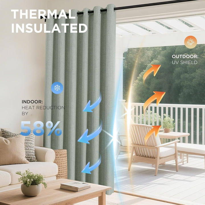 sage green 52 by 63 inch blackout curtain panels, view 3