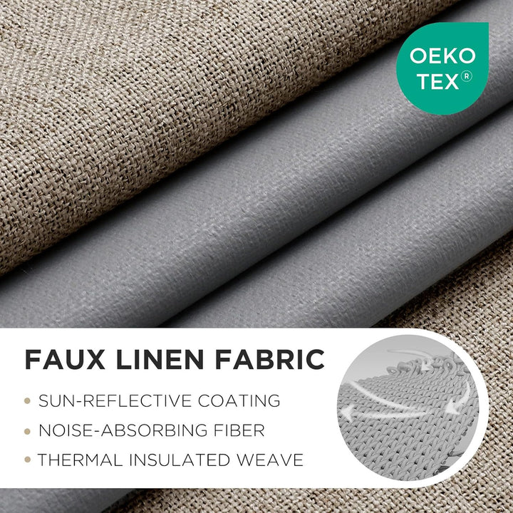 Linen 52 x 72 blackout curtain panels, view 2