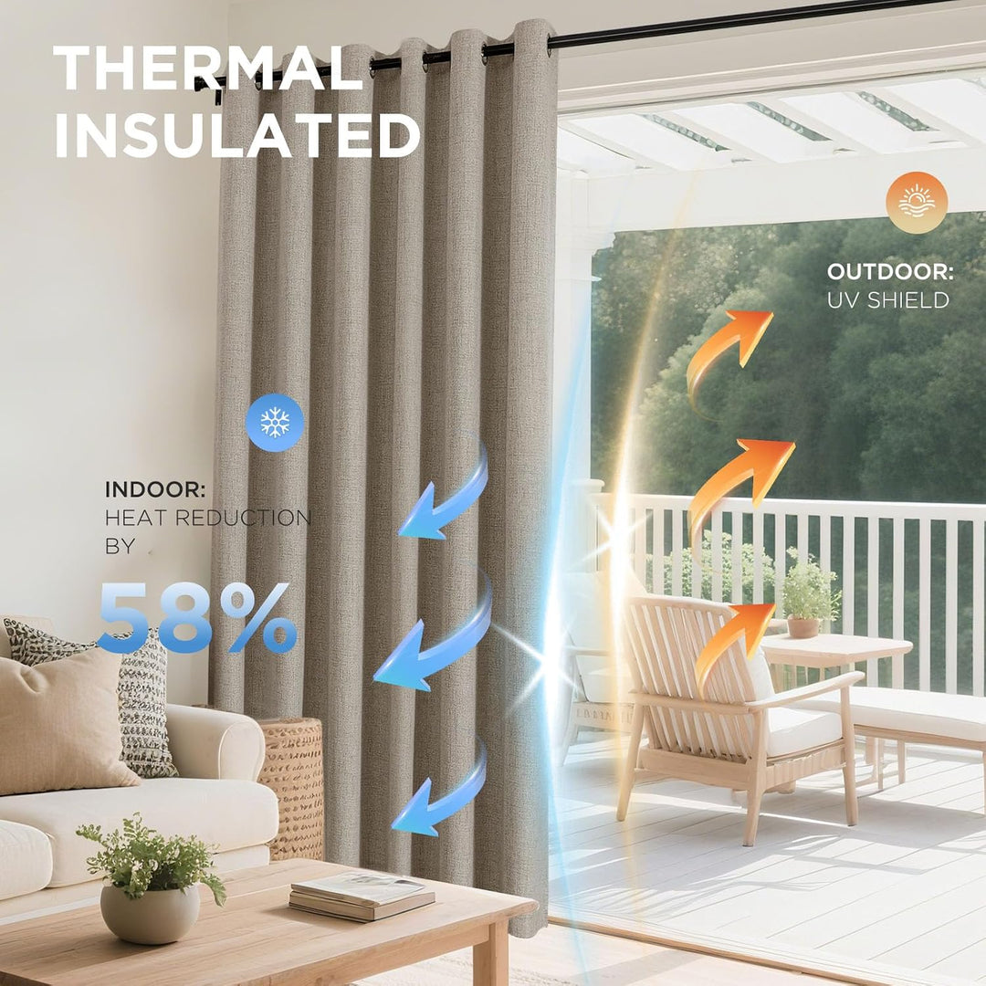 Linen 52 x 72 blackout curtain panels, view 4